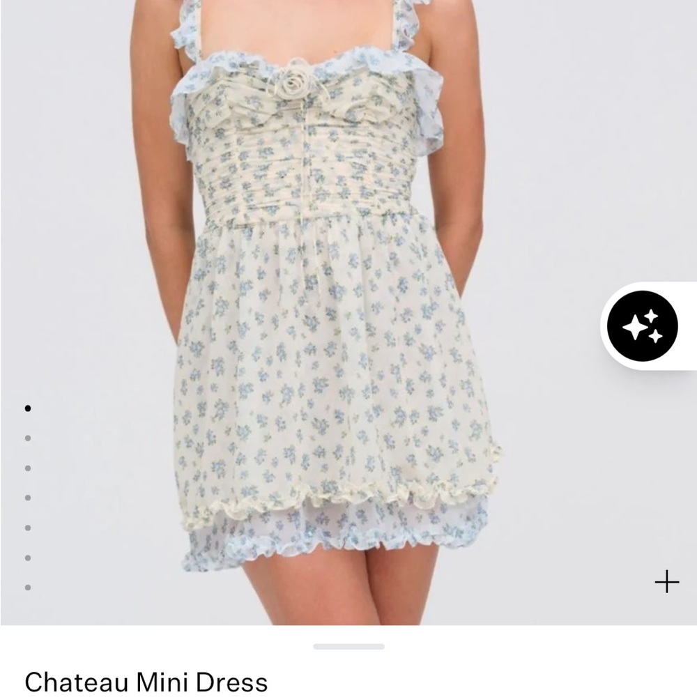Chateau Floral Kids Dress - Cream and Blue